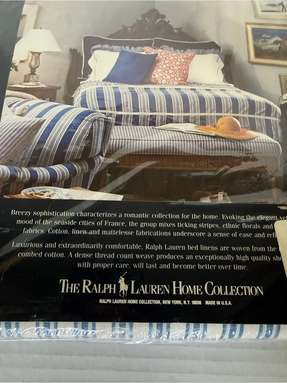 Ralph Lauren Home Collection Claudine Blue Flat Sheet Full Size **As Found** - Picture 6 of 6